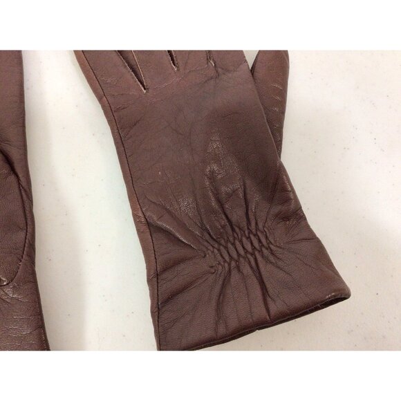 Fownes Brown Leather Driving Gloves Lined Womens Small - Picture 2 of 5